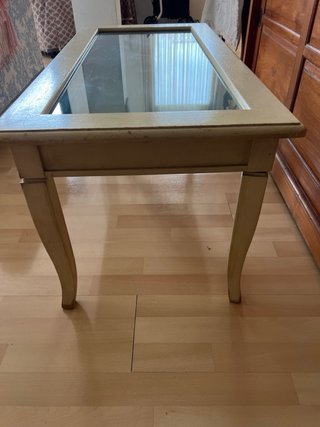 Mesa de centro madera y cristal beige