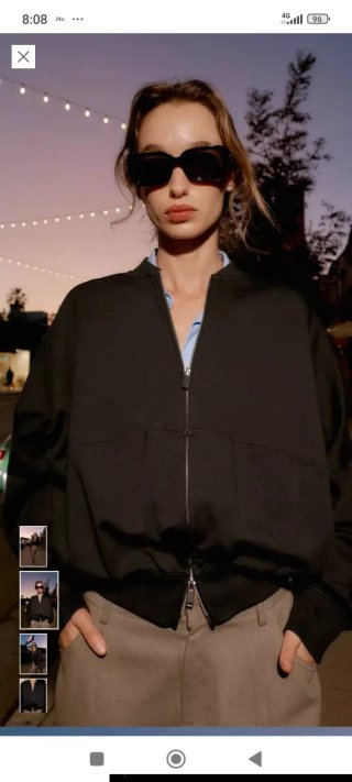 Chaqueta Bomber Zara Negra Talla S