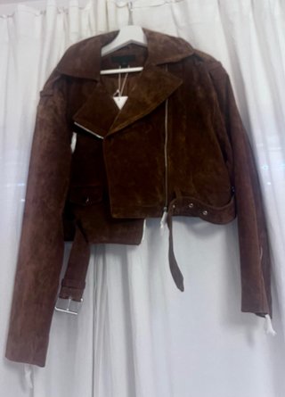 Cazadora Zara Piel Ante Marrón Talla XS