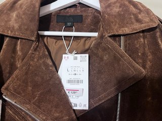 Cazadora Zara Piel Ante Marrón Talla XS