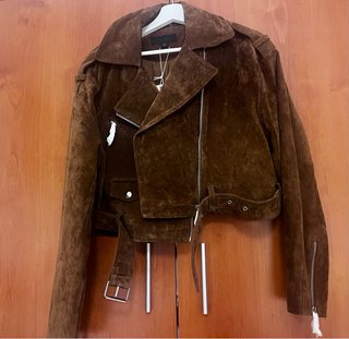 Cazadora Zara Piel Ante Marrón Talla XS