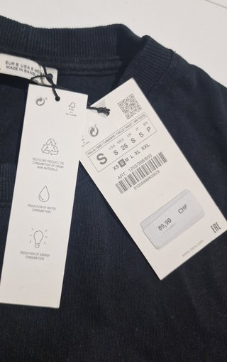 Camiseta Zara Básica Talla S Negra