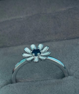 Anillo Flor Plata Zafiro Azul