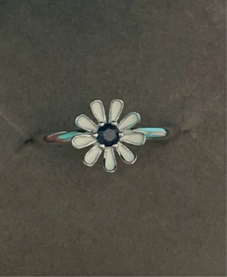 Anillo Flor Plata Zafiro Azul