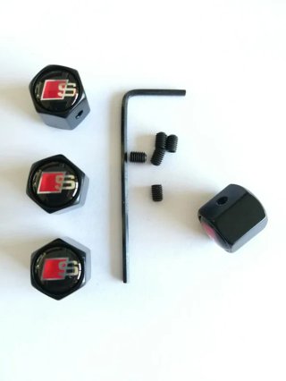 TAPONES VALVULAS AUDI S-LINE NEGROS ANTIRROBO