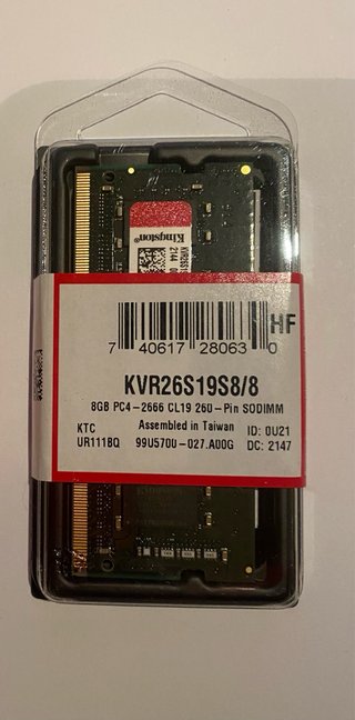 Memoria 8GB DDR4 2666MHz Kingston SODIMM