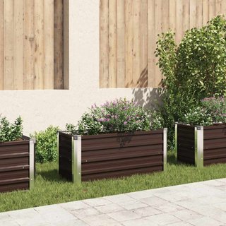 Letto Rialzato Giardino Marrone 100x40x45 cm in Acciaio