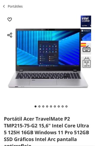 Portátil Acer TravelMate P2 Intel Core Ultra 5