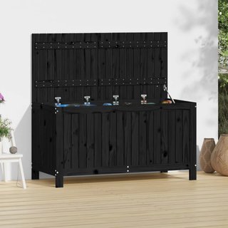 Contenitore da Giardino Nero 121x55x64cm Legno Massello di