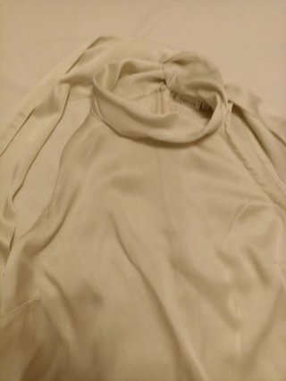 Blusa verano seda con gran lazo color marfil