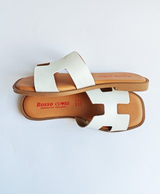 Sandali Ciabatta Rosso Cuore Bianche