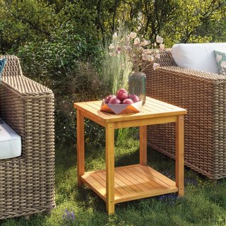 Tavolino in Legno Massello di Acacia 45x45x45 cm · Tavolini