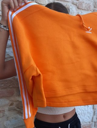 Felpa Adidas arancione con strisce