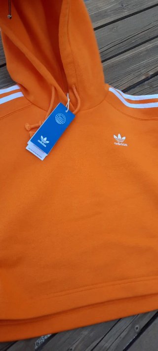 Felpa Adidas arancione con strisce