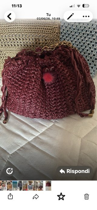 Borsa a mano in ecopelle color melanzana
