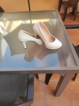 Zapatos de tacón blancos plataforma talla 40