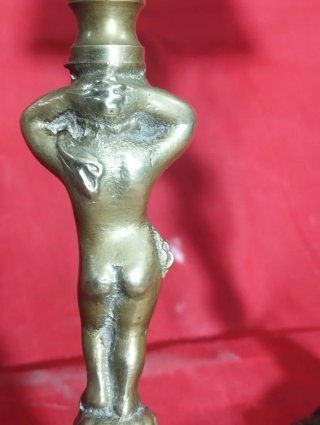 Pareja Lámparas Noche Bronce Figuras