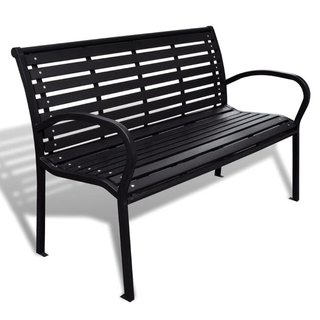 Panchina da Giardino 125 cm Nera in Acciaio e WPC · Metallo