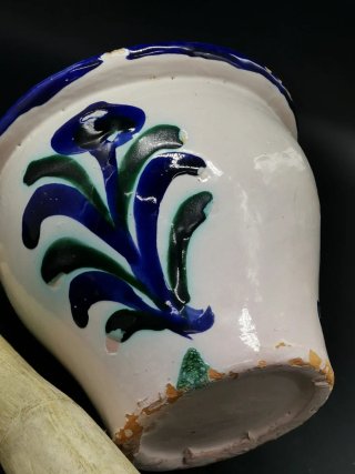 Magnífico almirez antiguo de cerámica de Fajalauza
