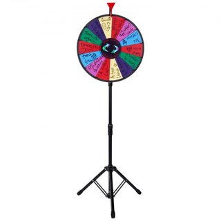 Rueda de Premio de 45.7 cm Soporte de Tripode Color Rueda de Premio Giratoria de 14 Ranuras Juego de Fortuna Dry Ease para Feria (45.7 cm)
