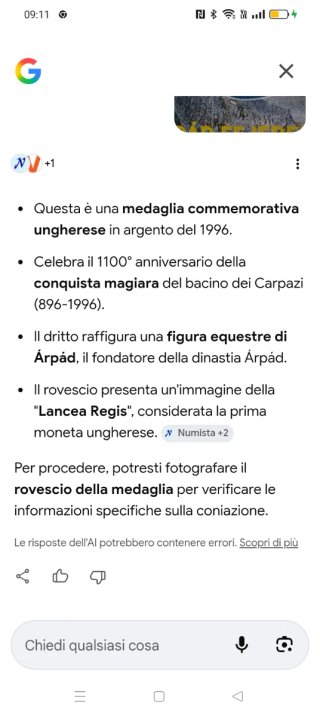 Medaglia Argento Ungherese 896-1996