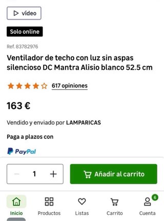Ventilador Techo con Luz Aspas Ocultas