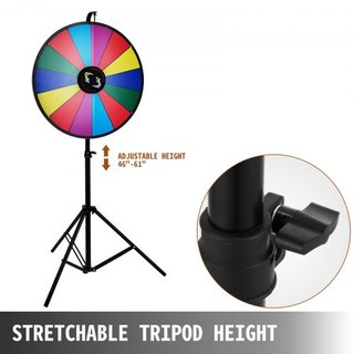 Rueda de Premios de Color de 61 cm con Soporte de Tripié Rueda de Premios de Color 14 Slots Dry Ease Spinner de Fortuna Juego de Giro de Fortuna