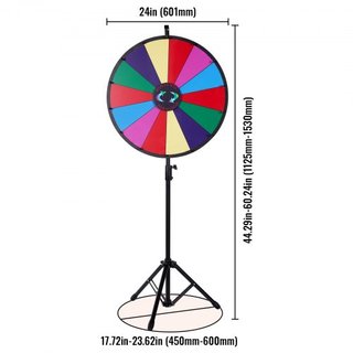 Rueda de Premios de Color de 61 cm con Soporte de Tripié Rueda de Premios de Color 14 Slots Dry Ease Spinner de Fortuna Juego de Giro de Fortuna