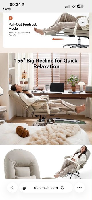 Silla ergonómica reclinable con reposapiés