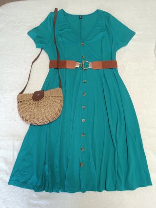 Vestido mujer verde talla XXXL REGALO CINTURÓN