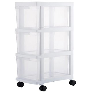 Carrello Cassettiera Portaoggetti Salvaspazio con 3 Ripiani