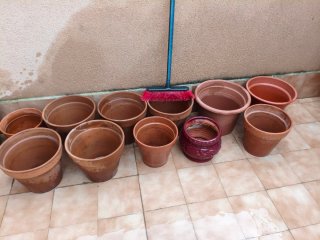 Macetas terracota y plástico
