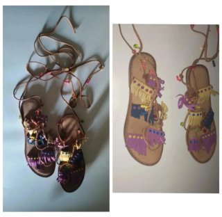 Sandalias gladiador con flecos y abalorios