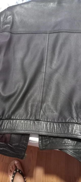 Cazadora de cuero negra/gris