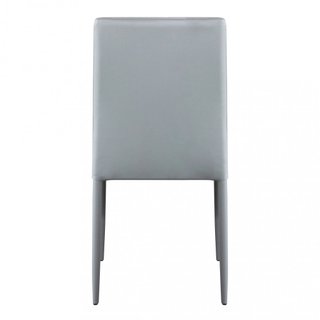Sedia da Pranzo Ecopelle Grigio Chiaro e Acciaio