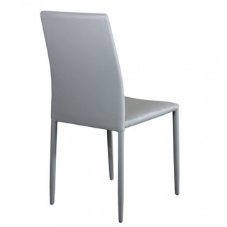 Sedia da Pranzo Ecopelle Grigio Chiaro e Acciaio