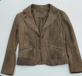 Chaqueta corta piel MNG verde