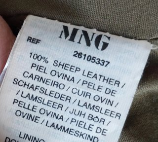 Chaqueta corta piel MNG verde