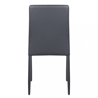 Sedia da Pranzo in Ecopelle Grigio Scuro e Acciaio