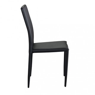 Sedia da Pranzo Ecopelle Nero e Acciaio 41x43x90cm