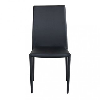 Sedia da Pranzo Ecopelle Nero e Acciaio 41x43x90cm