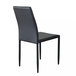 Sedia da Pranzo Ecopelle Nero e Acciaio 41x43x90cm