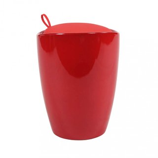 Pouf Contenitore Rosso Lucido Cuscino in Ecopelle