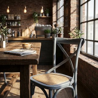 Sedia da Pranzo in Legno con Seduta Intrecciata