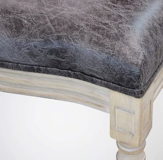 Sedia da Pranzo Vintage in Legno e Ecopelle Grigio