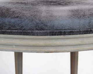 Sedia da Pranzo Vintage in Legno e Ecopelle Grigio