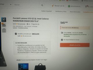 Portátil Lenovo V15 G2 IJL Negro