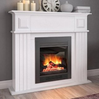 Camino Elettrico Chicago con Cornice Legno Caminetto 1800W