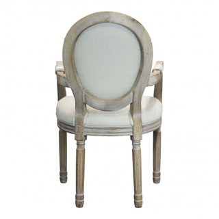 Sedia in Legno con Braccioli Tessuto Beige Vintage