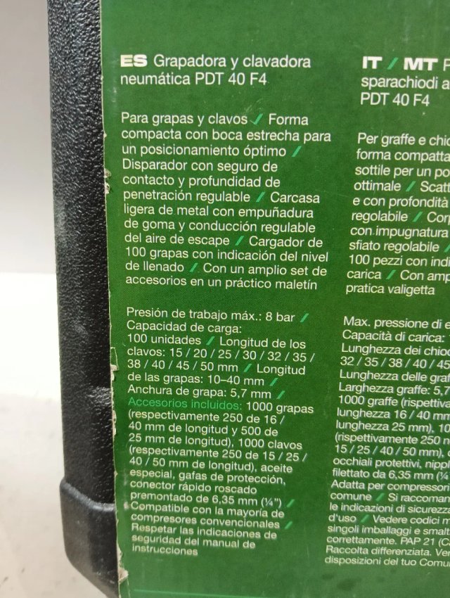 Grapadora y Clavadora Neumática Parkside PDT 40 F4